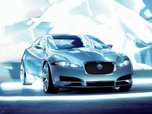 Futuristic Metallic Silver Jaguar Car Wallpaper