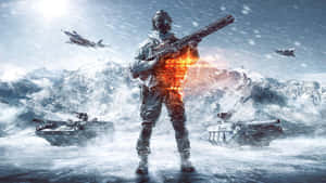 Futuristic Soldierin Winter Warfare Wallpaper