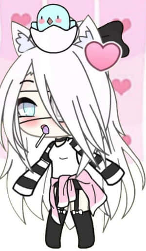 Gacha Girl Hearts And Lollipop Wallpaper