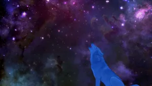 Galactic Howl Wolf Silhouette Wallpaper