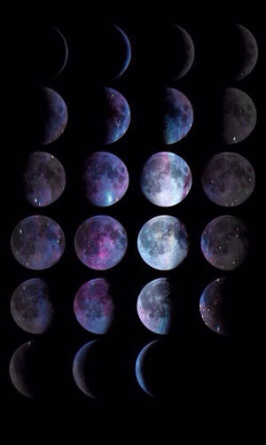 Galaxy-like Moon Phases Wallpaper