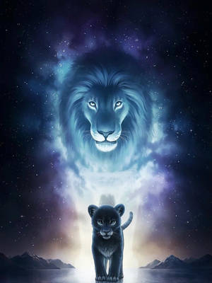 Galaxy Lion King Art Wallpaper