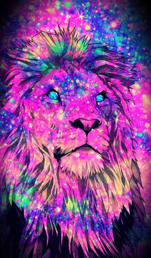 Galaxy Lion Magenta Art Wallpaper