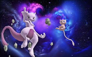 Galaxy Mew And Mewtwo Wallpaper