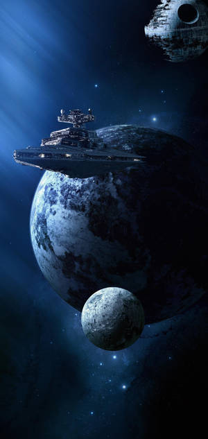 Galaxy S10 Amazing Earth And Spaceship Wallpaper