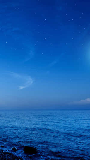 Galaxy S5 Blue Ocean Starry Sky Wallpaper