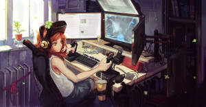 Gaming Room Anime Gamer Girl Wallpaper