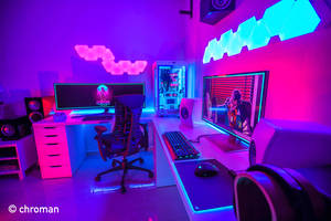 Gaming Room Fancy Led Lights Wallpaper