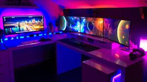 Gaming Room Galaxy Triple Desktop Wallpaper