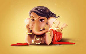 Ganesh 3d Cartoon Art Wallpaper