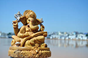 Ganesh 3d Sculpted Miniature Statue Wallpaper
