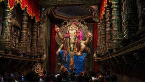 Ganesh Full Hd In Temple Wallpaper