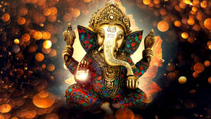 Ganesh Full Hd Orange Light Wallpaper