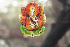 Ganesh Ji Hd Leaf Design Wallpaper