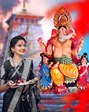 Ganesha With Hindu Woman Wallpaper