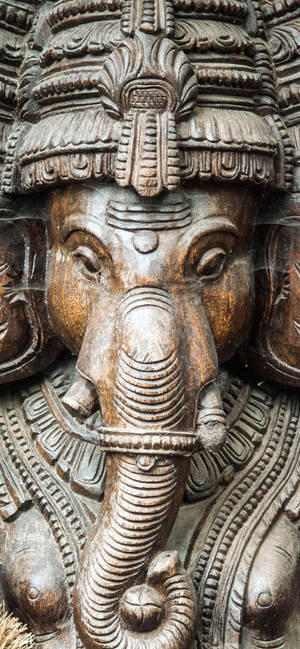 Ganesha Wooden Figure Wallpaper
