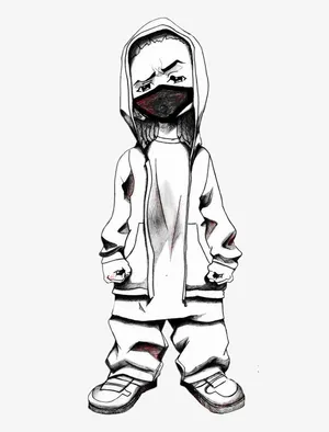 Gangsta Cartoon Boy Sketch Drawing Wallpaper