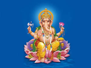 Ganpati Hd Flowers Wallpaper