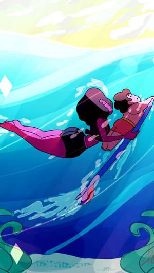 Garnet Surfing With Steven Universe Ipad Wallpaper