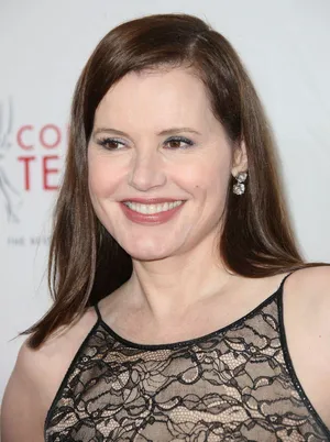 Geena Davis In A Black Lace Dress Wallpaper