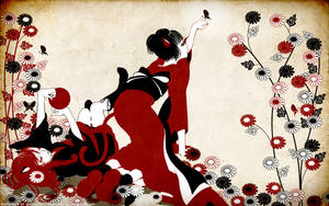 Geisha Two Girls Art Wallpaper