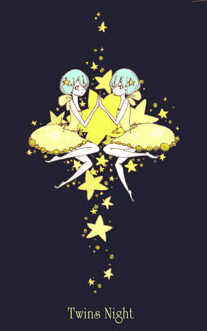Gemini Twin Girls Yellow Dresses Wallpaper