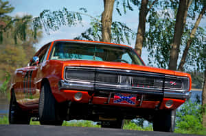 General Lee Car Tree Background Wallpaper