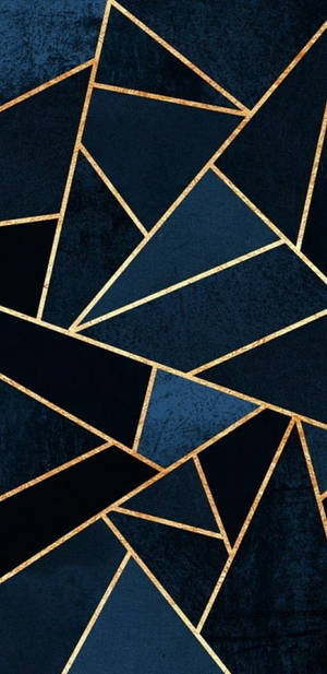 Geometric Dark Blue And Gold Look Wallpaper