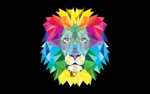 Geometric Rainbow Lion Head Wallpaper