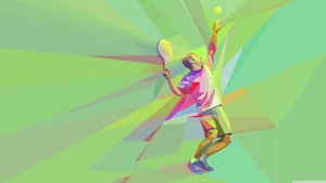 Geometric Tennis Player Art Wallpaper