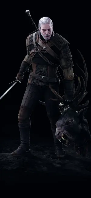 Geralt With A Decapitated Head Witcher 3 Iphone Wallpaper