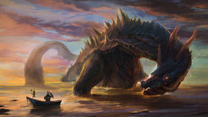 Giant Hd Dragon On Water Wallpaper