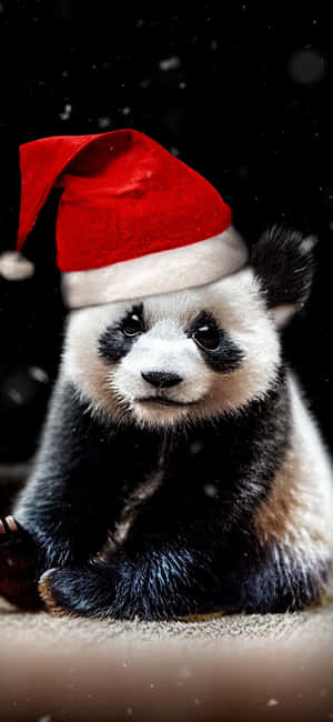 Giant Panda Santa Claus Hat Wallpaper