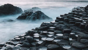 Giant's Causeway Thick Fog In Northern Ireland Wallpaper