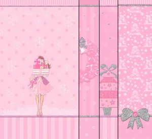 Gifts And Ribbons Cute Pink Christmas Wallpaper
