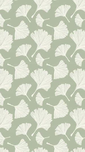 Ginkgo Leaves Drawn On A Cute Sage Green Surface Wallpaper