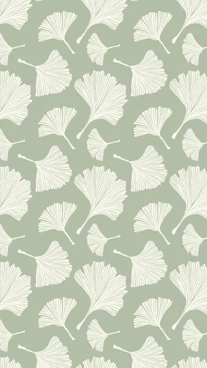 Ginkgo Leaves Drawn On A Cute Sage Green Surface Wallpaper