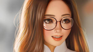 Girl Cute Aesthetic With Eyeglasses Wallpaper
