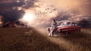 Girl Feeling Alone On Farm Wallpaper