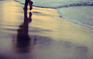 Girl Feet On Sand Beach Wallpaper