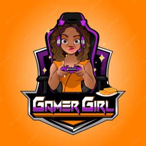 Girl Gamer Logo Orange Backdrop Wallpaper