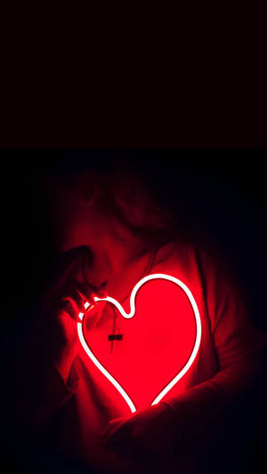 Girl Holding A Heart Red Iphone Wallpaper
