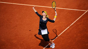 Girl In Black Playing Squash Wallpaper