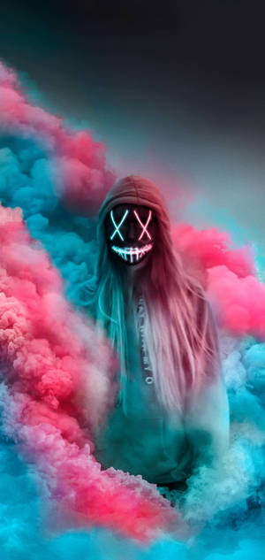 Girl In Neon Mask Iphone 11 Wallpaper