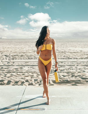 Girl In Yellow Bikini Wallpaper
