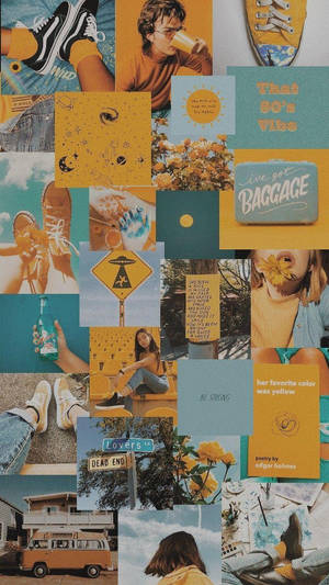 Girl Orange Aesthetic Collage Wallpaper