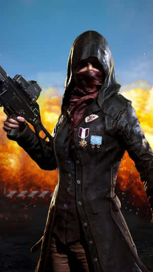 Girl Player With Mask Pubg Iphone Wallpaper