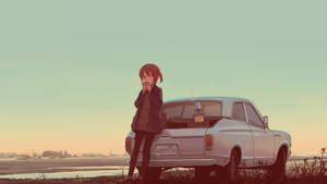 Girl Sipping Tea Car Anime Wallpaper