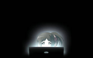Girl With Laptop Dark Anime Aesthetic Desktop Wallpaper