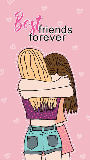 Girly Bff Hugging Wallpaper